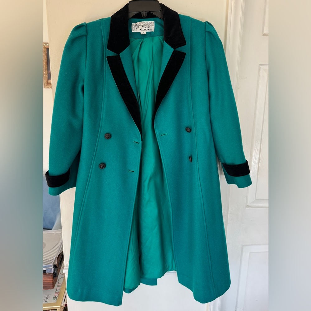 Elegant Teal Double-Breasted Coat
